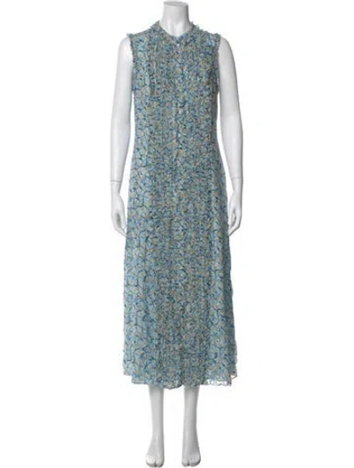 Pre-owned Ulla Johnson Silk Long Dress W/ Tags In Blue
