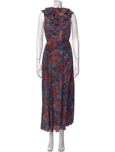 Pre-owned Ulla Johnson Silk Long Dress W/ Tags In Blue
