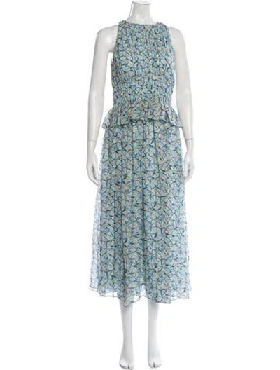 Pre-owned Ulla Johnson Silk Long Dress W/ Tags In Blue
