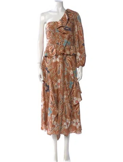 Pre-owned Ulla Johnson Silk Long Dress W/ Tags In Brown