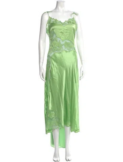 Pre-owned Ulla Johnson Silk Long Dress W/ Tags In Green