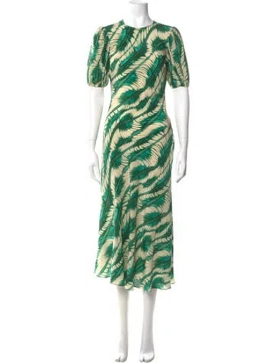 Pre-owned Ulla Johnson Silk Long Dress W/ Tags In Green