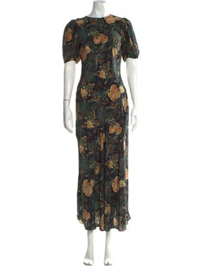 Pre-owned Ulla Johnson Silk Long Dress W/ Tags In Green