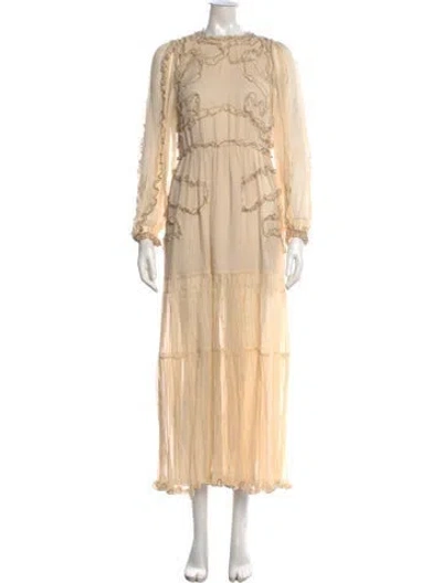 Pre-owned Ulla Johnson Silk Long Dress W/ Tags In Neutrals