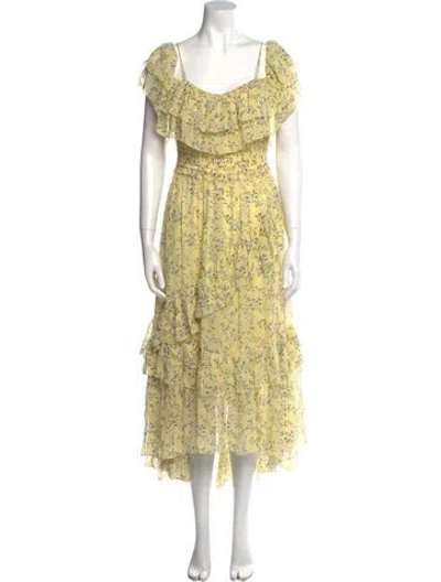 Pre-owned Ulla Johnson Silk Long Dress W/ Tags In Yellow