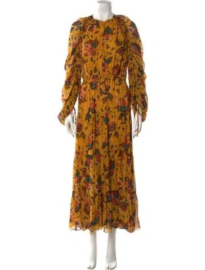 Pre-owned Ulla Johnson Silk Long Dress W/ Tags In Yellow
