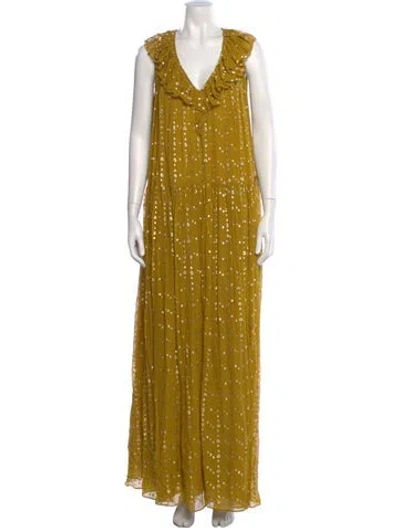 Pre-owned Ulla Johnson Silk Long Dress W/ Tags In Yellow