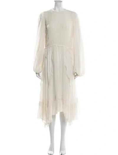 Pre-owned Ulla Johnson Silk Long Dress In White