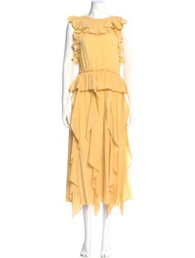 Pre-owned Ulla Johnson Silk Long Dress In Yellow