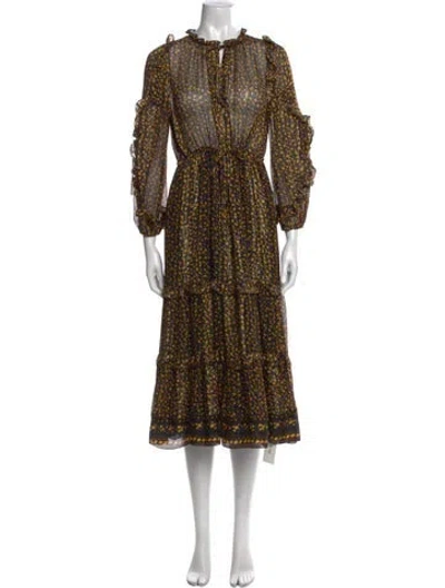 Pre-owned Ulla Johnson Silk Long Dress In Yellow