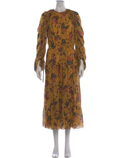 Pre-owned Ulla Johnson Silk Long Dress In Yellow