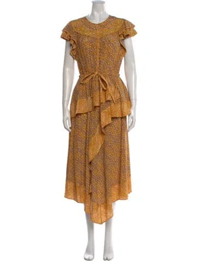 Pre-owned Ulla Johnson Silk Long Dress In Yellow