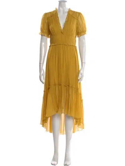 Pre-owned Ulla Johnson Silk Long Dress In Yellow