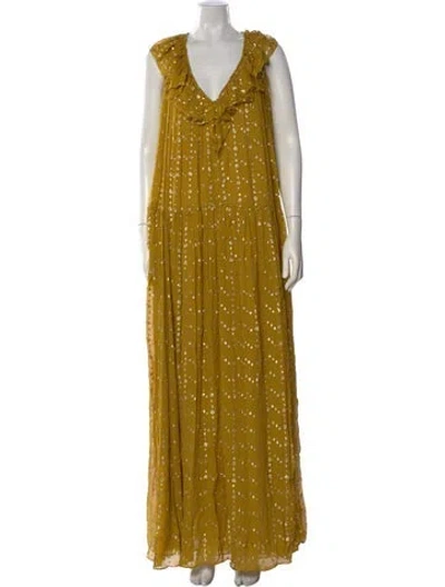 Pre-owned Ulla Johnson Silk Long Dress In Yellow