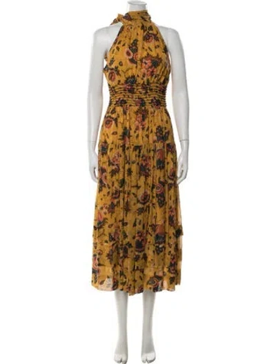 Pre-owned Ulla Johnson Silk Long Dress In Yellow