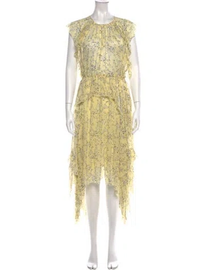 Pre-owned Ulla Johnson Silk Long Dress In Yellow
