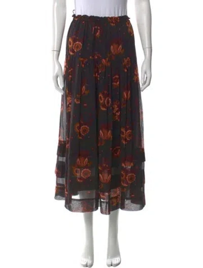 Pre-owned Ulla Johnson Silk Long Skirt In Black