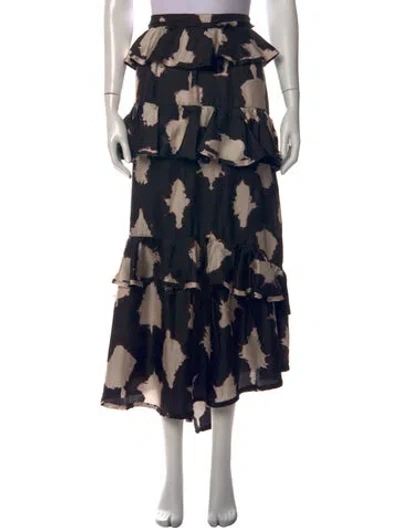 Pre-owned Ulla Johnson Silk Long Skirt In Black