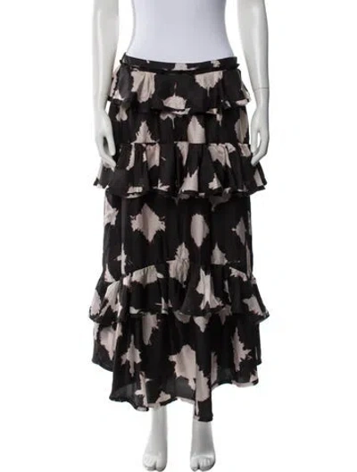 Pre-owned Ulla Johnson Silk Long Skirt In Black