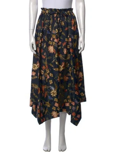 Pre-owned Ulla Johnson Silk Long Skirt In Blue