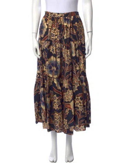 Pre-owned Ulla Johnson Silk Long Skirt In Blue/metallic