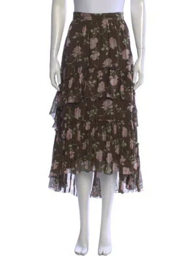 Pre-owned Ulla Johnson Silk Long Skirt In Brown