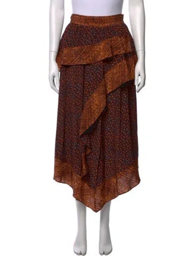 Pre-owned Ulla Johnson Silk Long Skirt In Brown