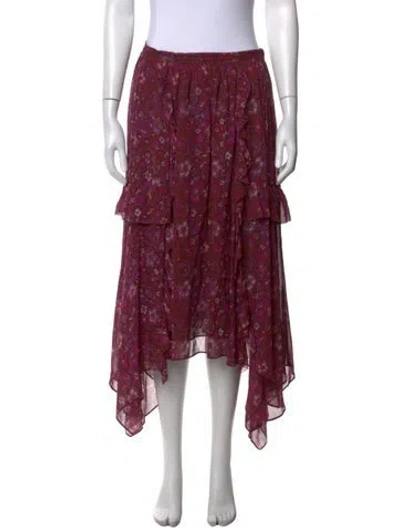 Pre-owned Ulla Johnson Silk Long Skirt In Burgundy
