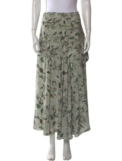 Pre-owned Ulla Johnson Silk Long Skirt In Green