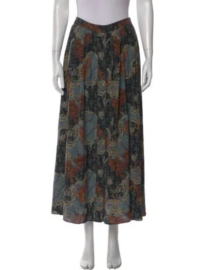 Pre-owned Ulla Johnson Silk Long Skirt In Green