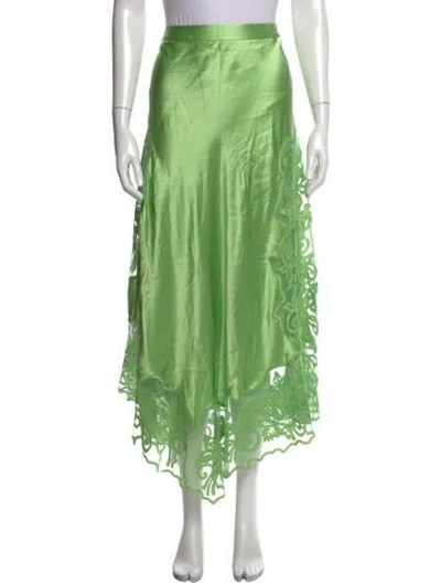 Pre-owned Ulla Johnson Silk Long Skirt In Green