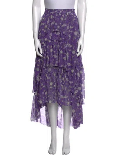Pre-owned Ulla Johnson Silk Long Skirt In Purple