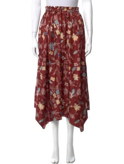 Pre-owned Ulla Johnson Silk Long Skirt In Red