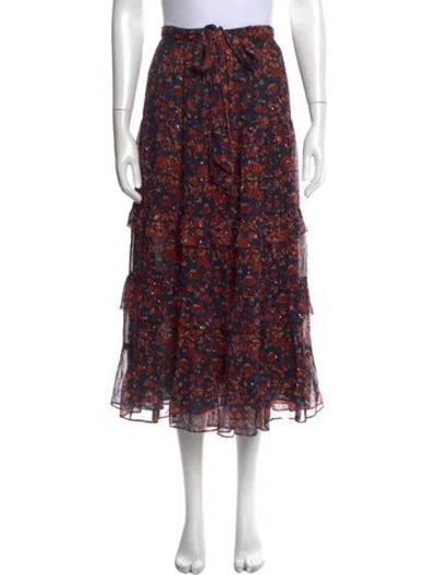 Pre-owned Ulla Johnson Silk Long Skirt In Red