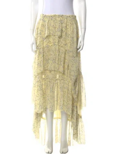 Pre-owned Ulla Johnson Silk Long Skirt In Yellow