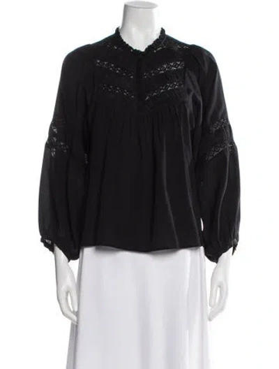 Pre-owned Ulla Johnson Silk Long Sleeve Blouse In Black
