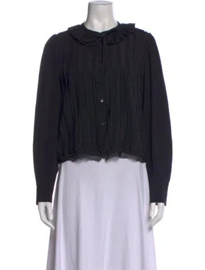 Pre-owned Ulla Johnson Silk Long Sleeve Blouse In Black