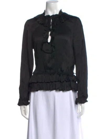 Pre-owned Ulla Johnson Silk Long Sleeve Blouse In Black