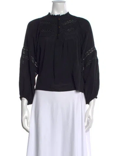 Pre-owned Ulla Johnson Silk Long Sleeve Blouse In Black