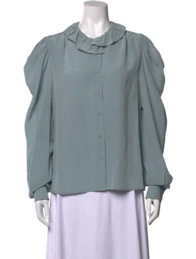 Pre-owned Ulla Johnson Silk Long Sleeve Blouse In Blue