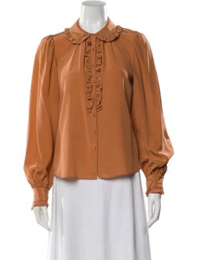 Pre-owned Ulla Johnson Silk Long Sleeve Blouse In Brown