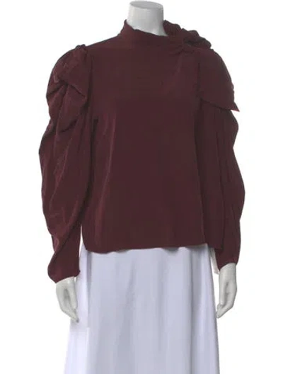 Pre-owned Ulla Johnson Silk Long Sleeve Blouse In Burgundy