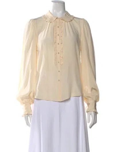 Pre-owned Ulla Johnson Silk Long Sleeve Blouse In Neutral
