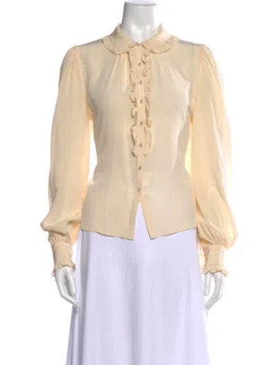 Pre-owned Ulla Johnson Silk Long Sleeve Blouse In Neutral