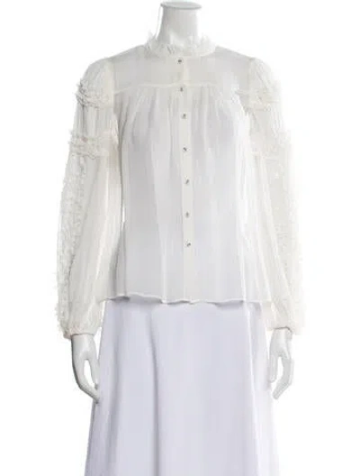Pre-owned Ulla Johnson Silk Long Sleeve Blouse W/ Tags In White