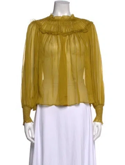 Pre-owned Ulla Johnson Silk Long Sleeve Blouse In Yellow