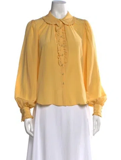 Pre-owned Ulla Johnson Silk Long Sleeve Blouse In Yellow