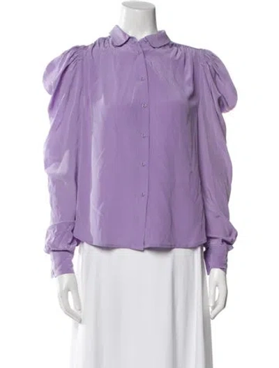 Pre-owned Ulla Johnson Silk Long Sleeve Button-up Top In Purple
