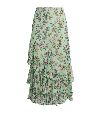 Ulla Johnson Silk Meadow Maxi Skirt In Green