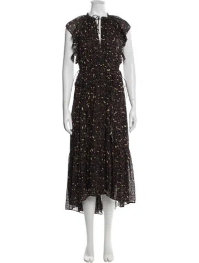 Pre-owned Ulla Johnson Silk Midi Length Dress In Black